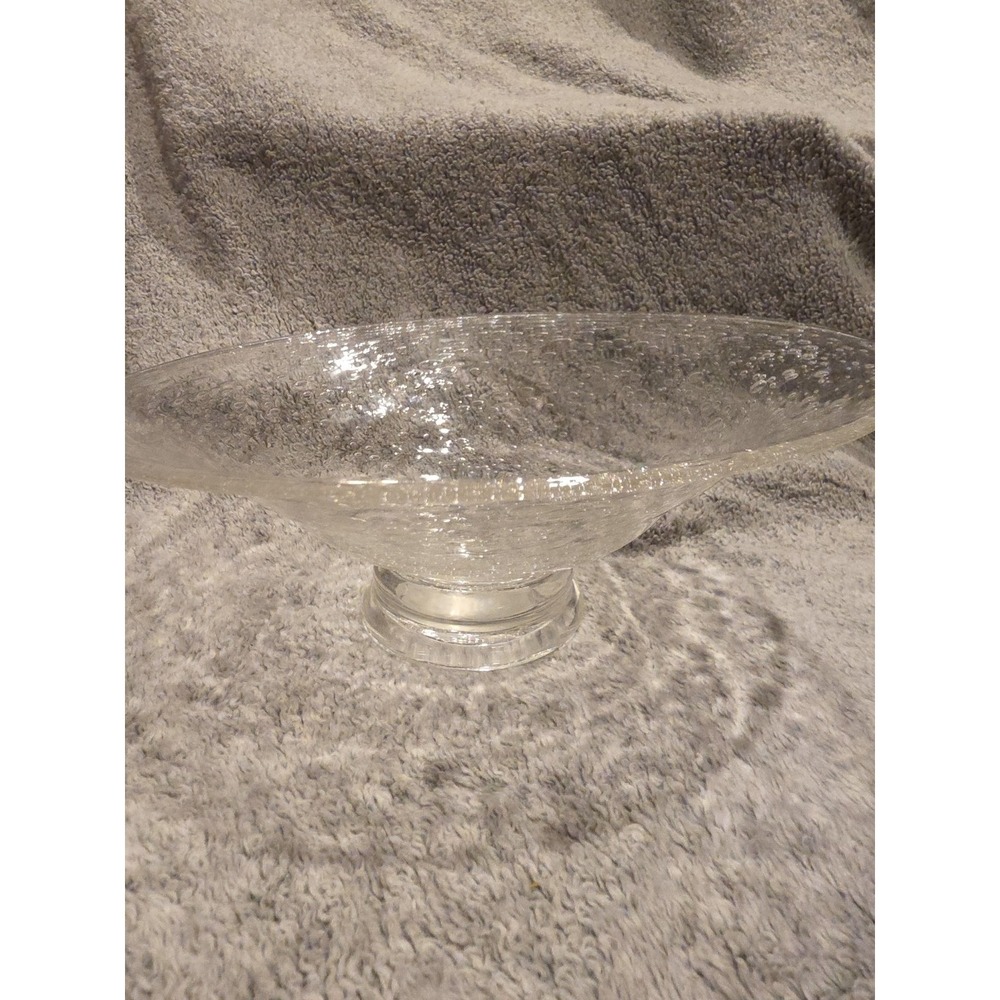 Vintage Clear Bubble Glass Blown Footed‎ Dish Bowl